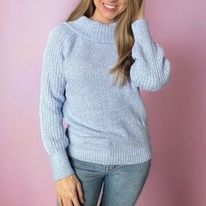 NWT Nine West blue cowl neck ribbed long sleeve sweater women’s size XS